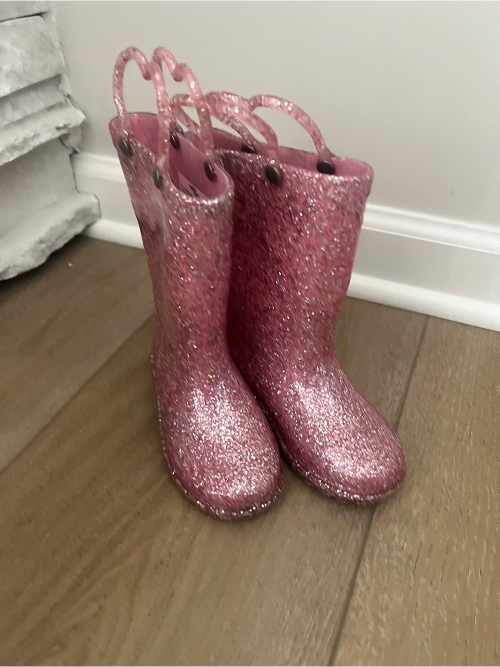 Kids Pink Glitter Rain Boots